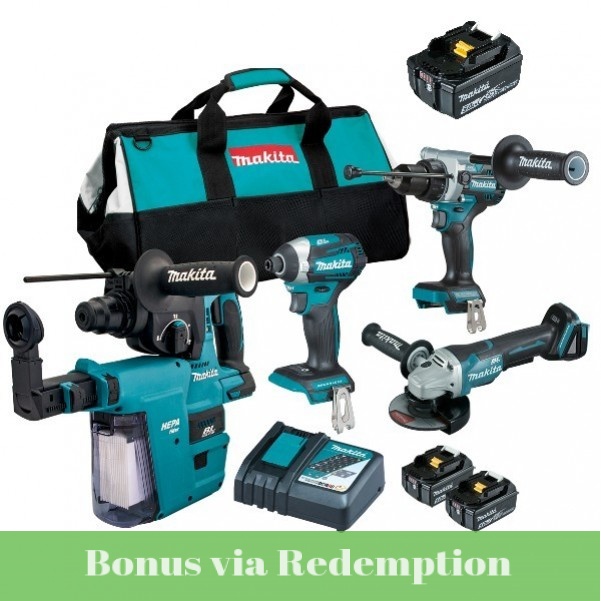 Makita DLX4152TX1 - 18V 5.0Ah Li-Ion Brushless 4 Piece Combo Kit